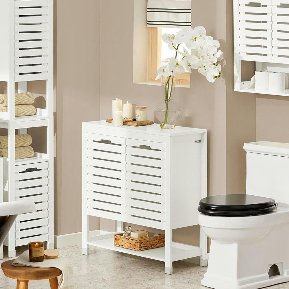 - Meuble bas effet bois blanc