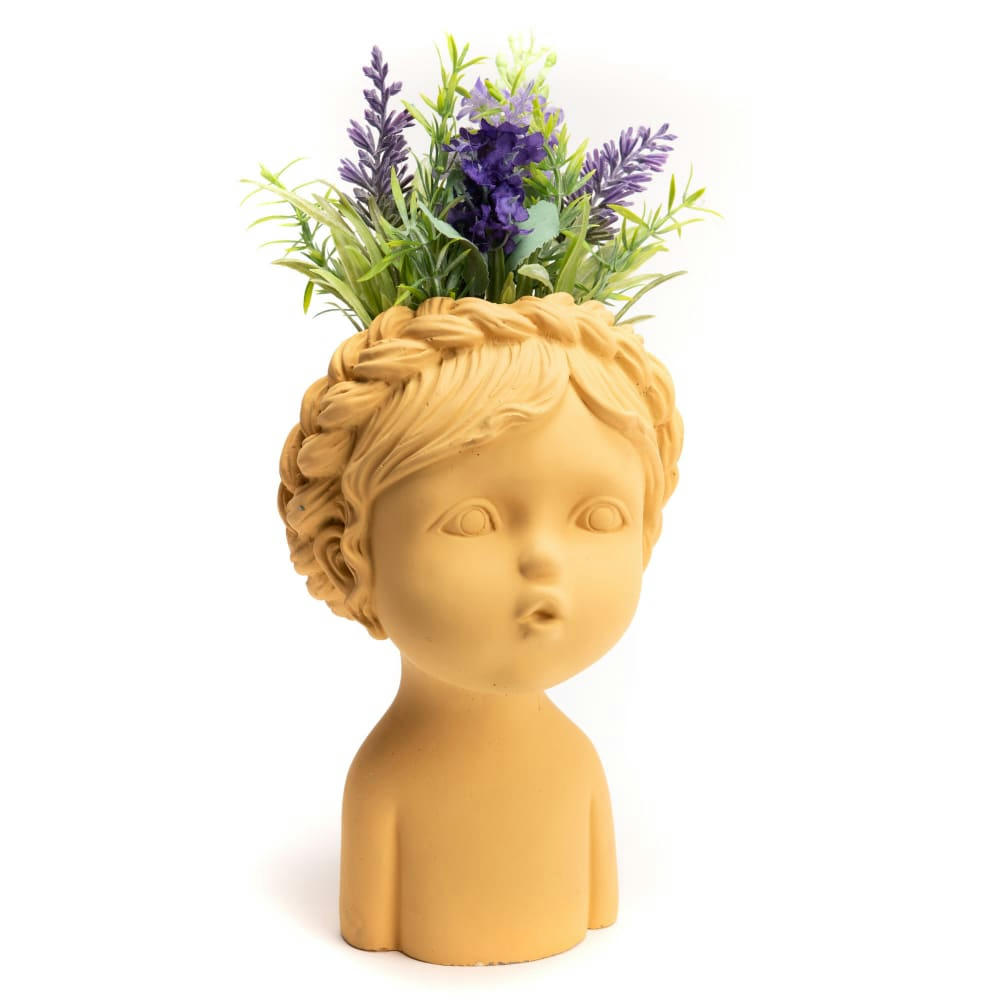 - Cache pot  enfant bisous en   jaune