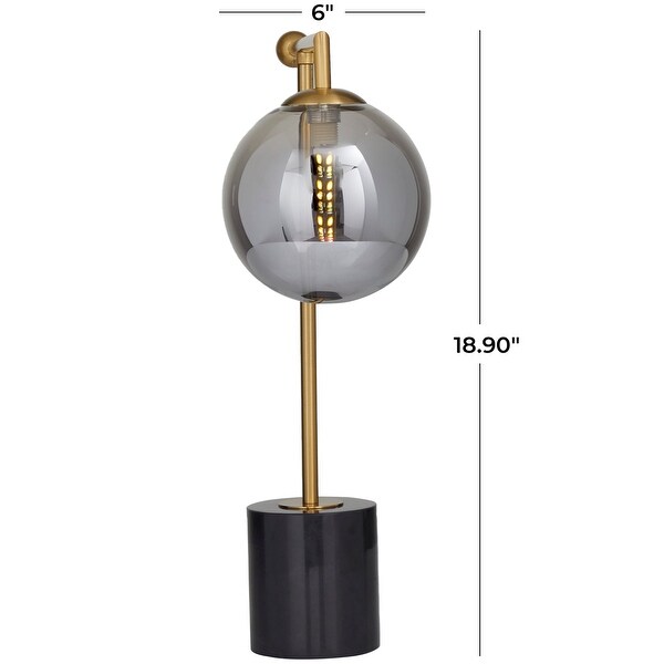 Silver Metal Orb Desk Lamp with Marble Base