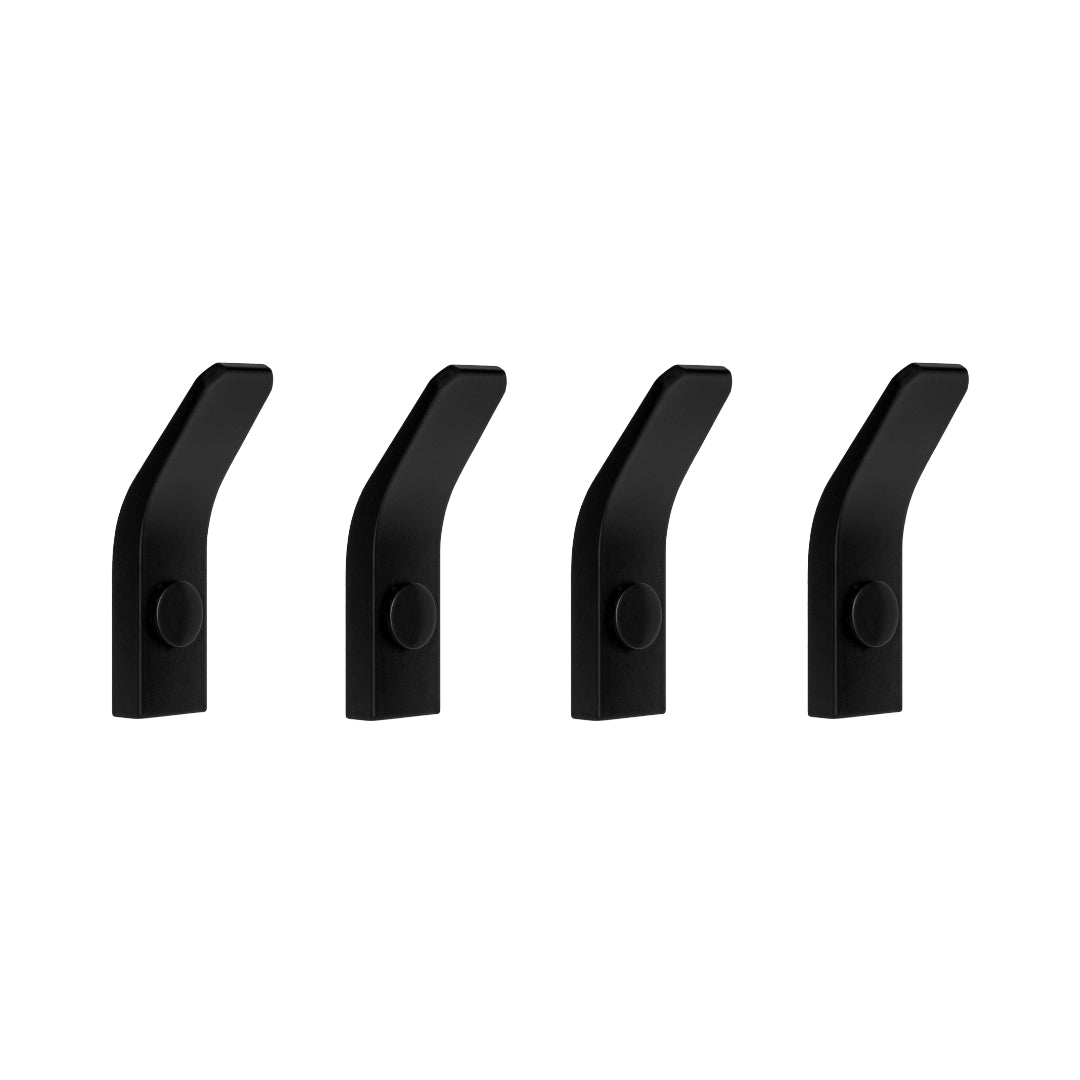 QUVIO Haakje metaal wand - Zwart - Set van 4