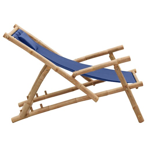 NNEVL Deck Chair Bamboo and Canvas Navy Blue