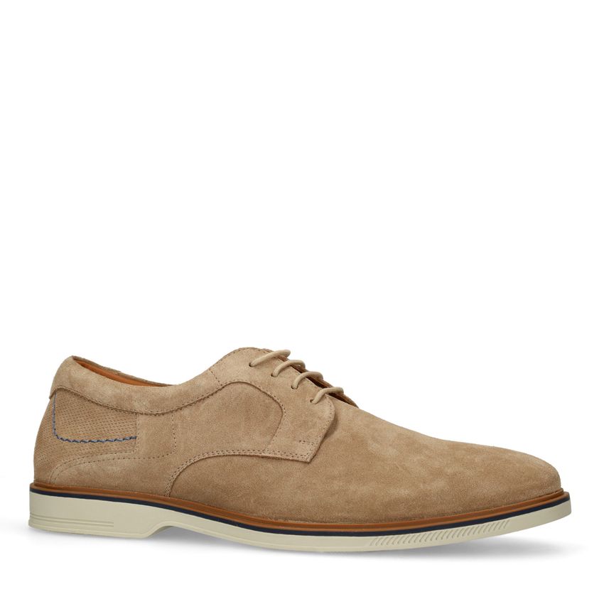 No Stress Beige suède veterschoenen