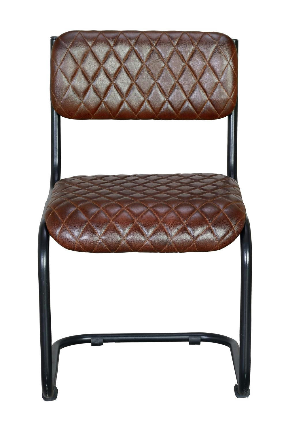 - Chaise en cuir naturel et métal