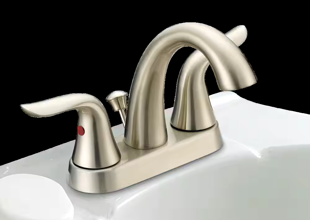 Danze Plymouth Double Handle 4-in Centerset Bathroom Sink Faucet with Pop-Up Drain, Brushed Nickel