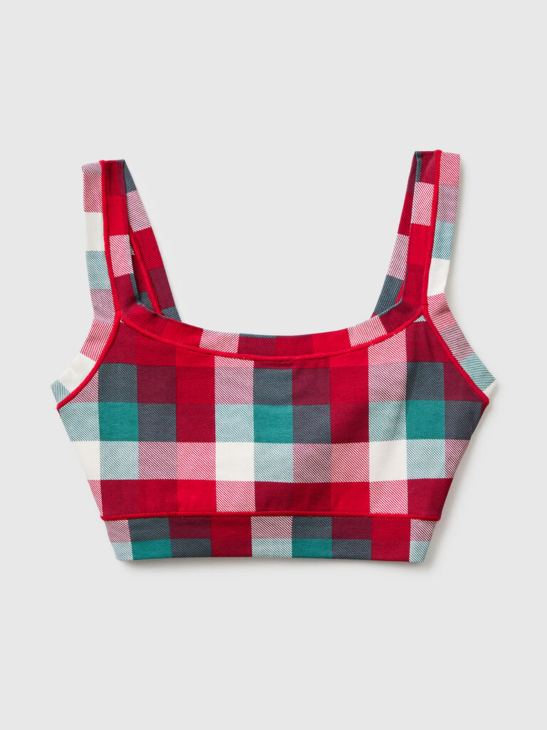 Brassiere with check Christmas print