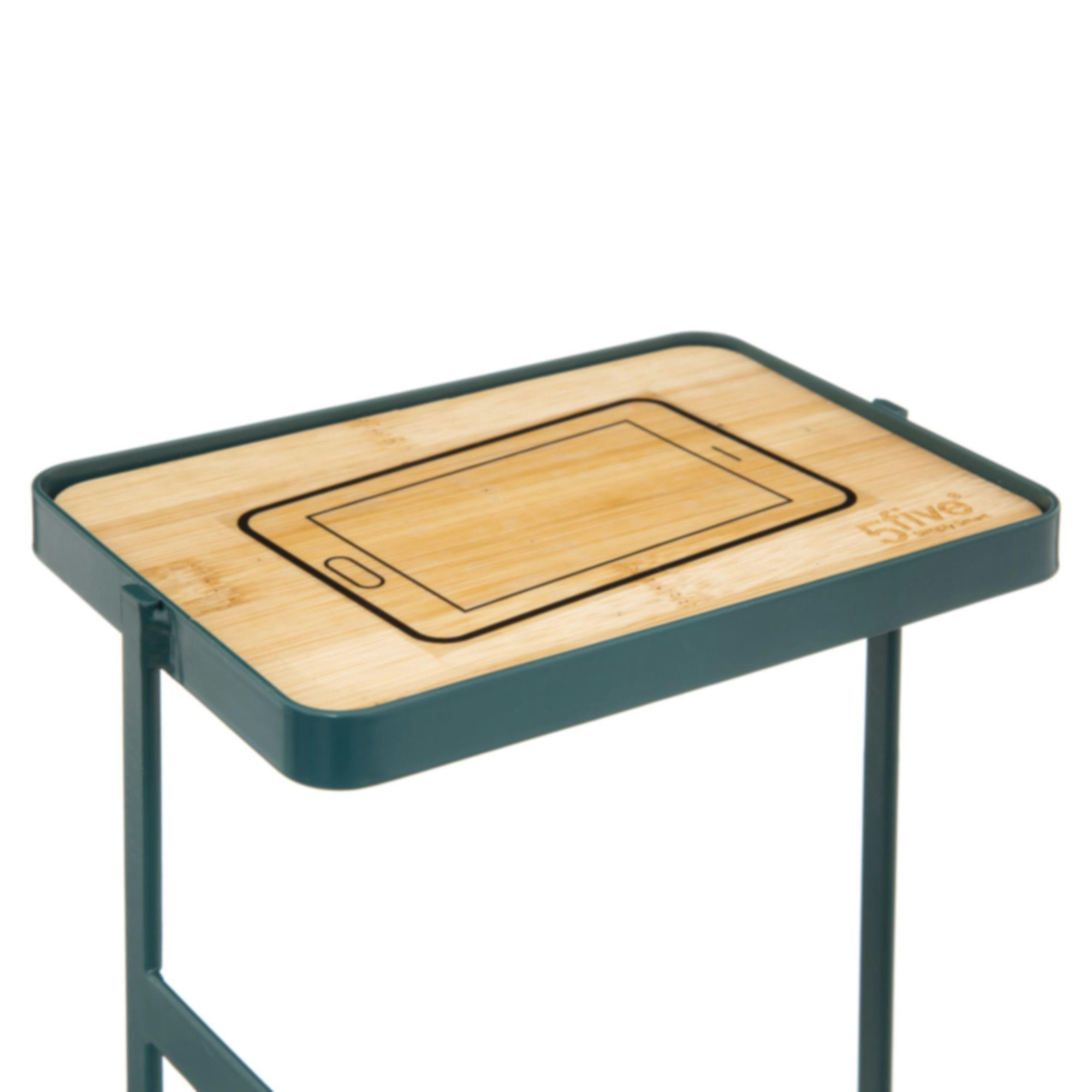 - Dérouleur papier WC avec réserve métal vert pétrole et bois