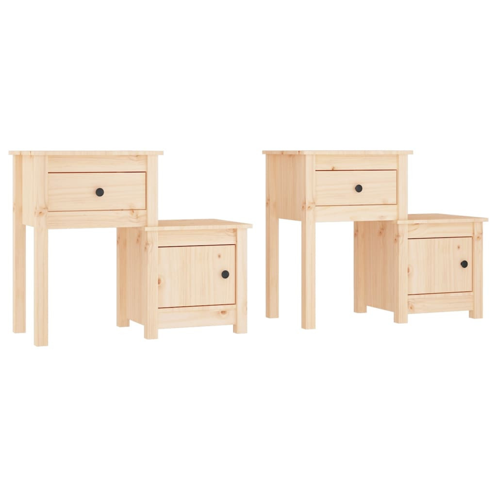 2x Szafka Nocna Brązowa z Szufladą z Drzwiami Do Sypialni 79,5x38x65,5 cm