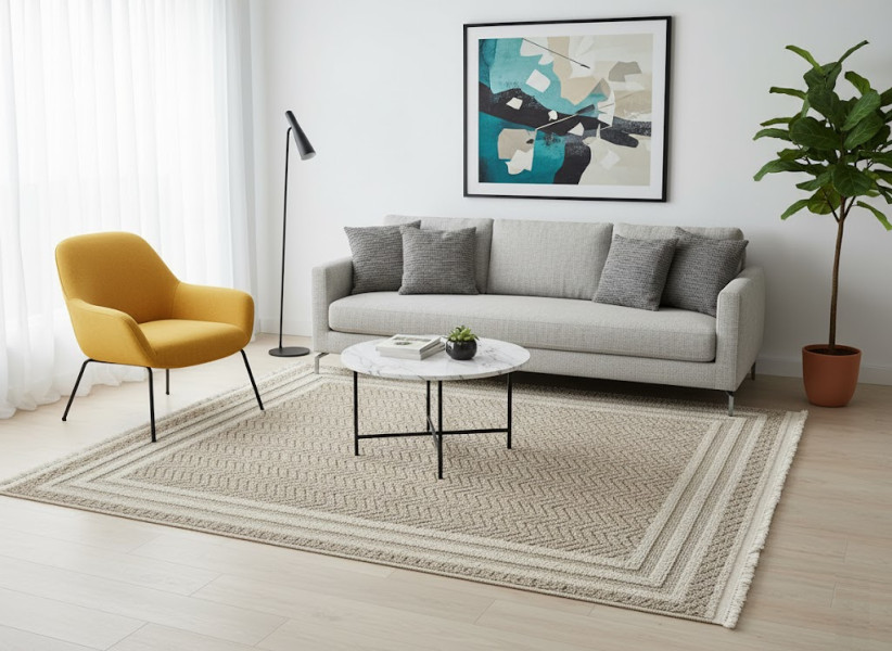 Dywan beżowy boucle Milano 090 idealny do pokoju salonu 060x100