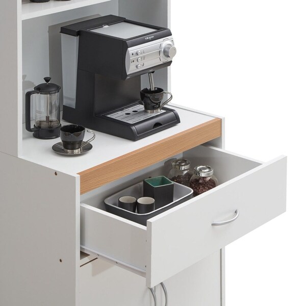 53.75" White and Beige Solid Kitchen Cabinet with Open Shelves