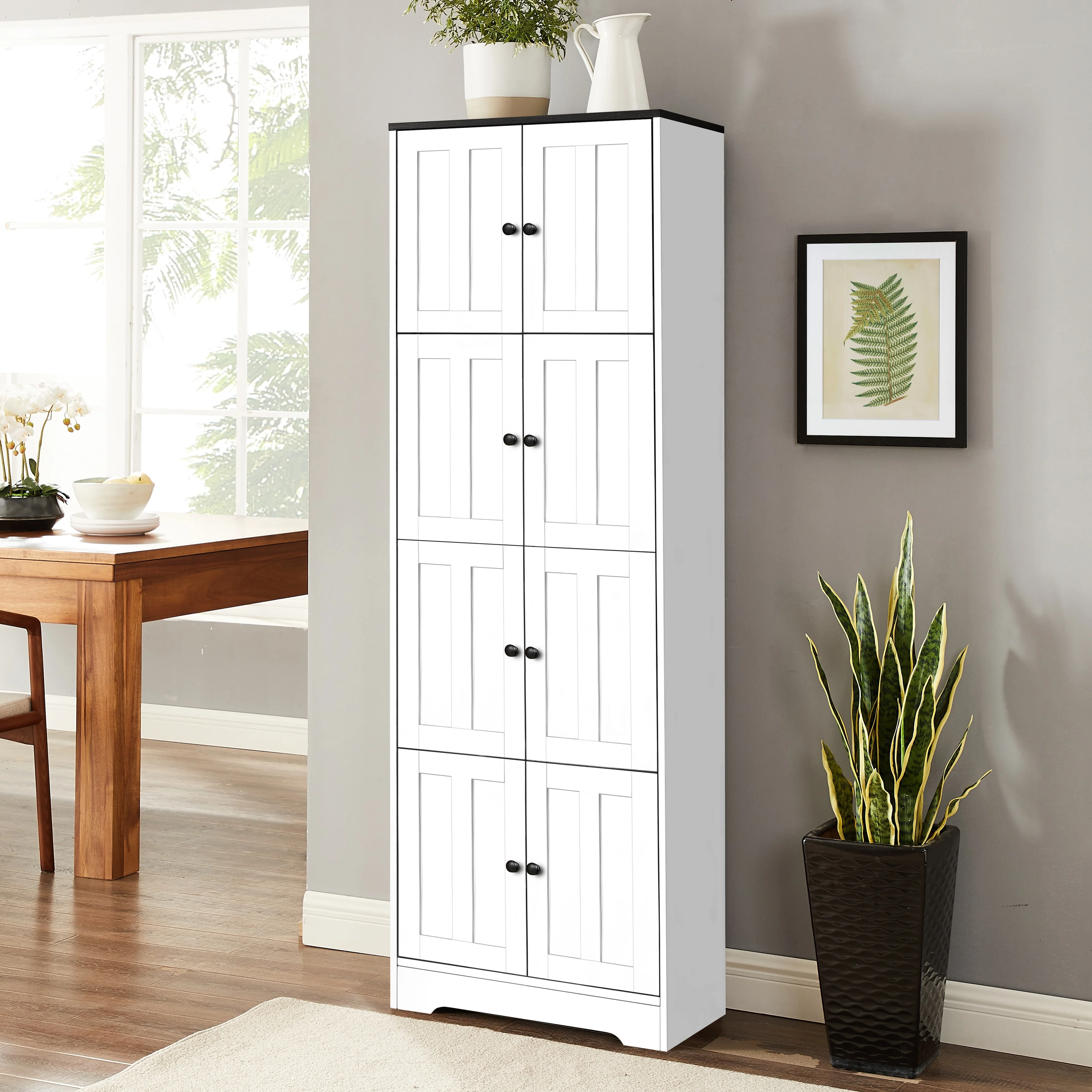 Tall Storage Cabinet With 8 Doors And 4 Shelves - 12.80 x 24.00 x 72.40