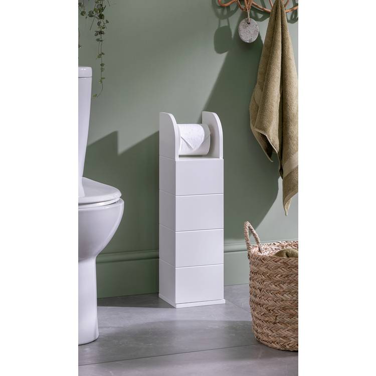 Habitat Tidy Cupboard with Toilet Roll Holder - White