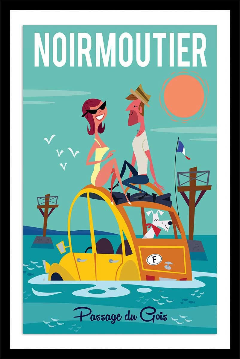 - Affiche Noirmoutier avec cadre noir 60x90cm