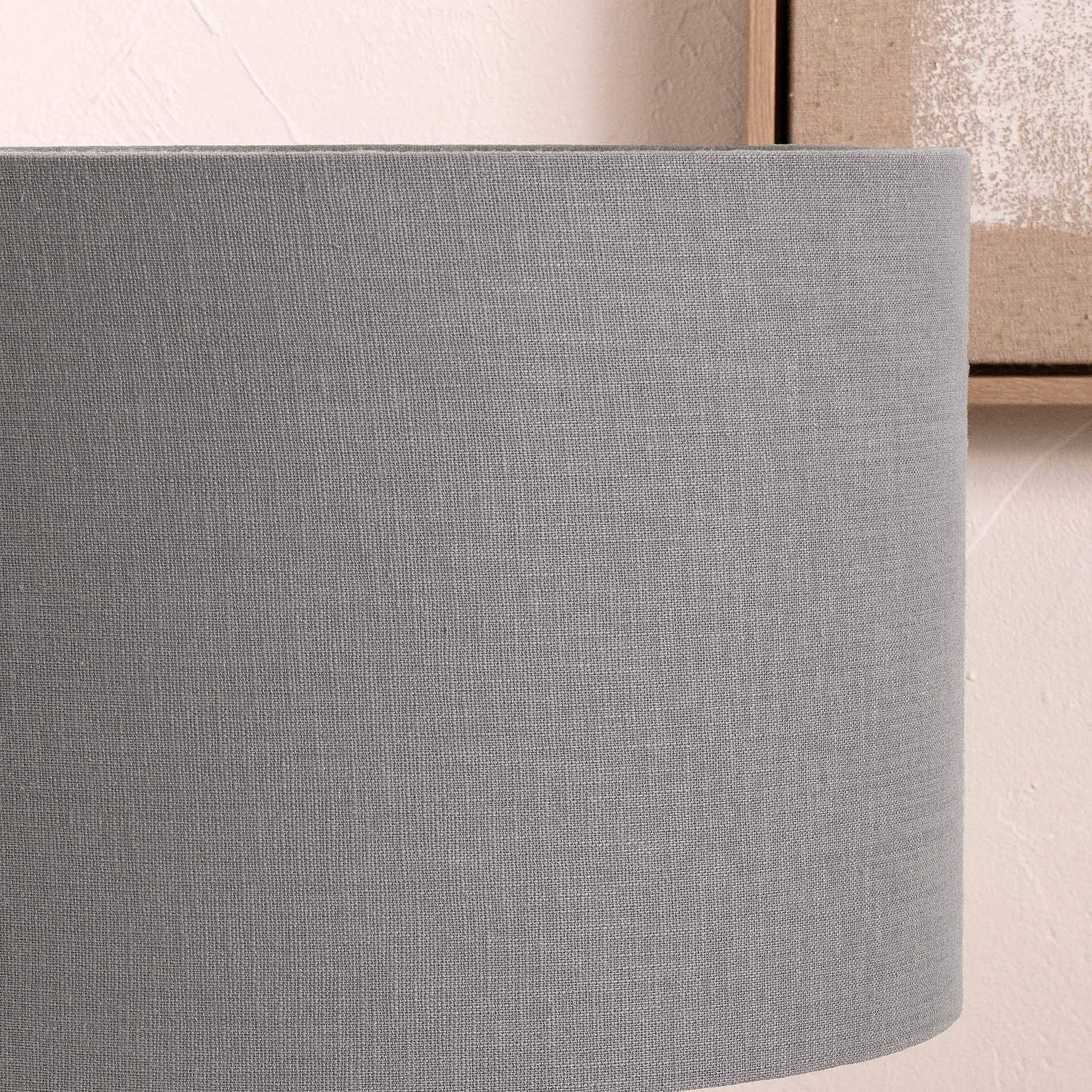 Ruma Grey Self Lined Linen Drum Lamp Shade for Table Lamps and Floor Lamps