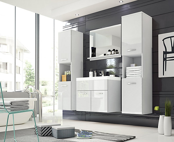 MINIO go for it, Ensemble de meubles de salle de bains MONTANA XL, blanc/blanc brillant