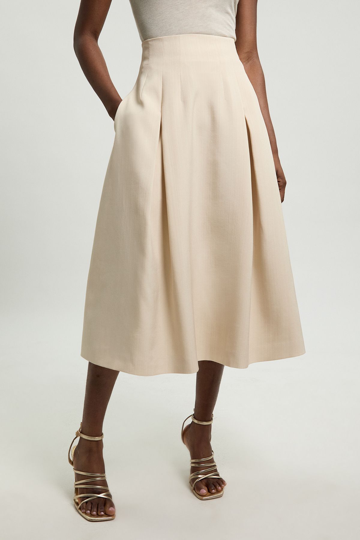 KarenMillen Viscose Blend Tailored Full Skirt