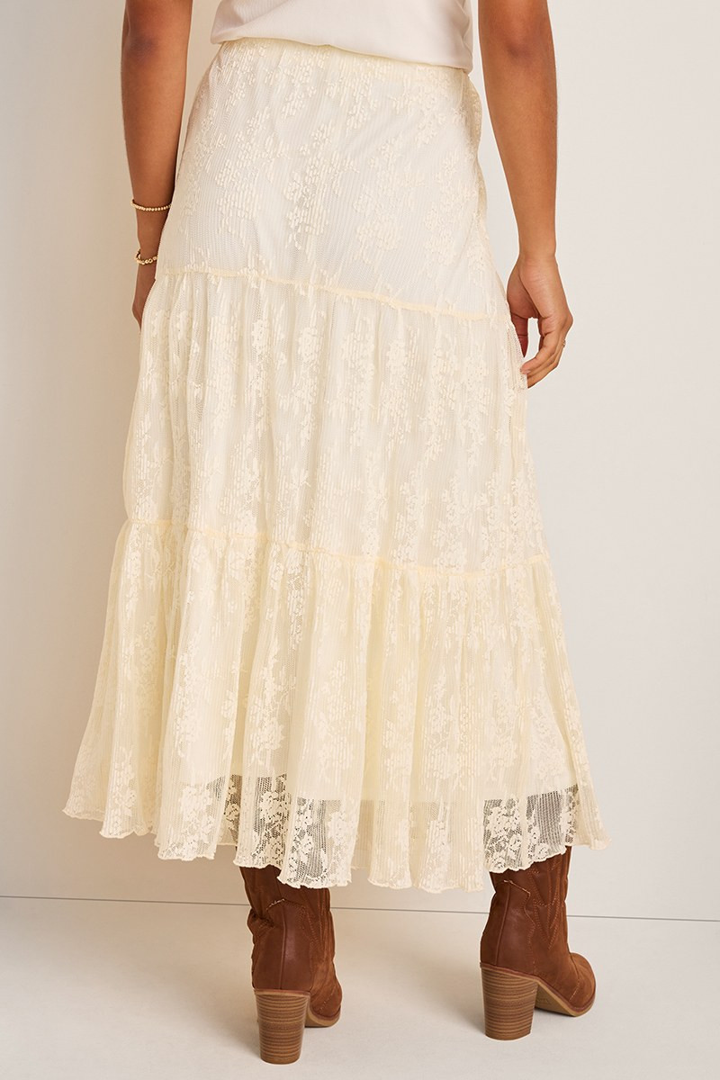 Carol Floral Lace Tiered Midi Skirt