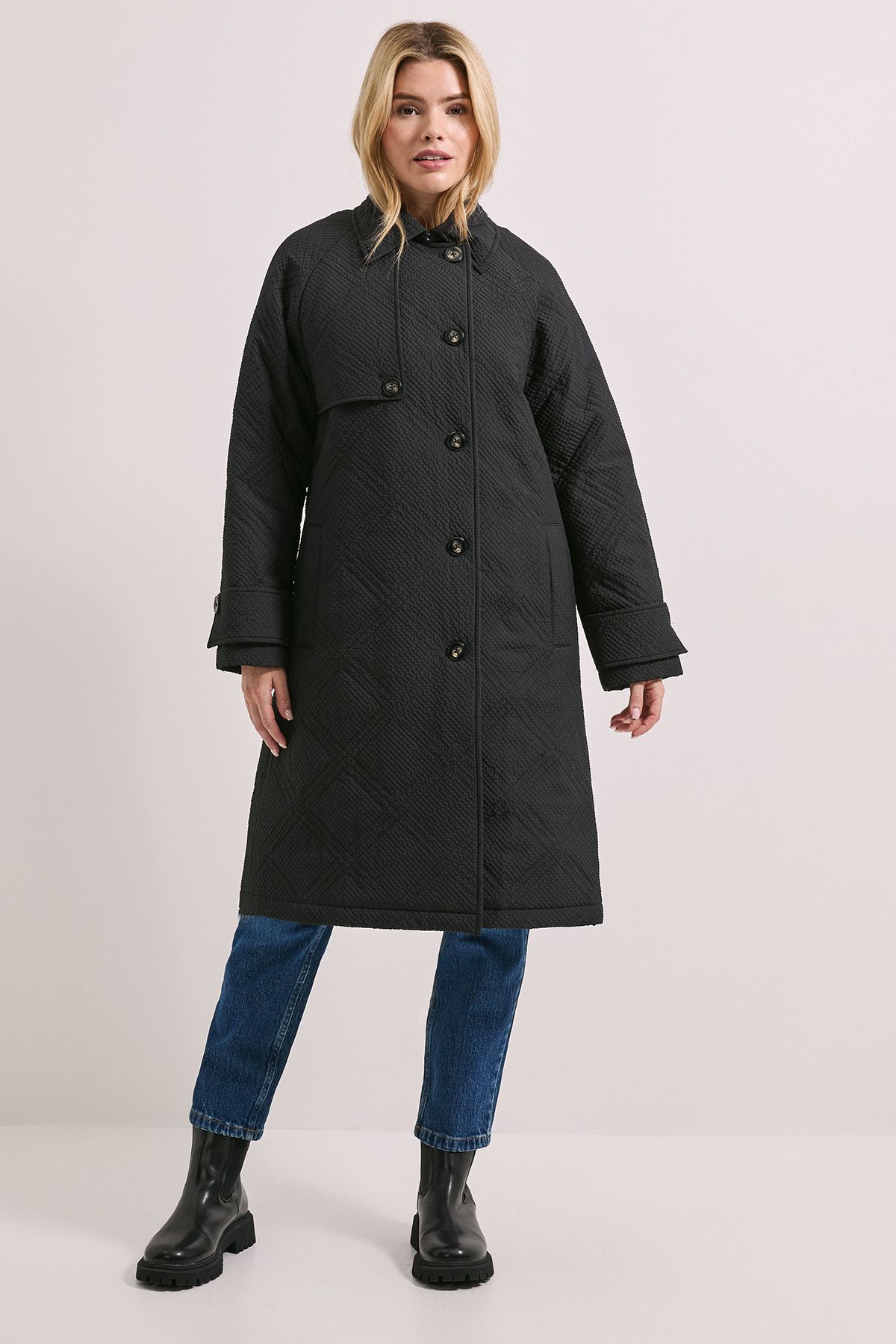 Dorothy Perkins Collar Detail Quilted Midi Coat