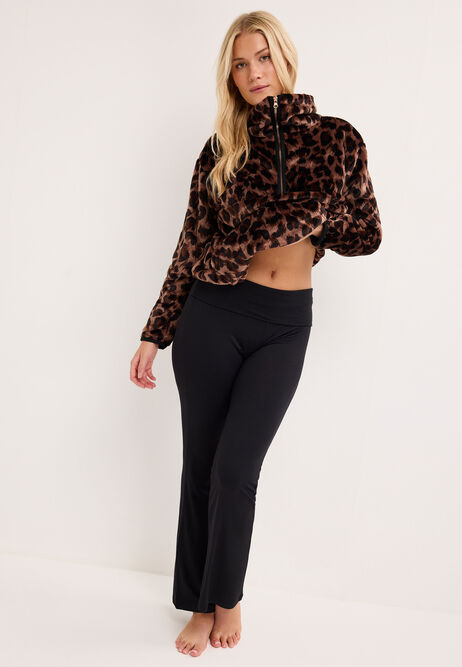 Womens Black Plain Flare Pyjama Bottoms