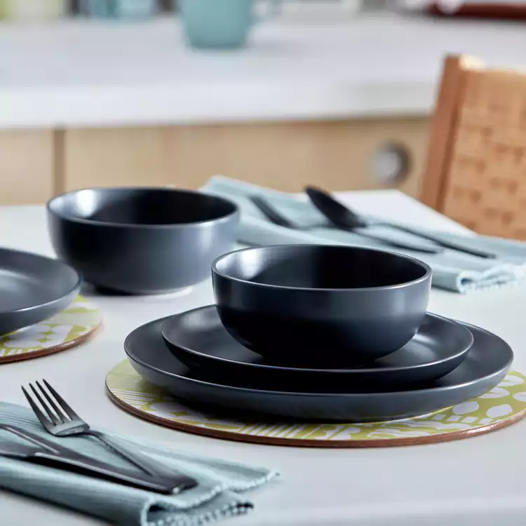 Habitat Matte Glaze 4 Piece Stoneware Pasta Bowl - Charcoal