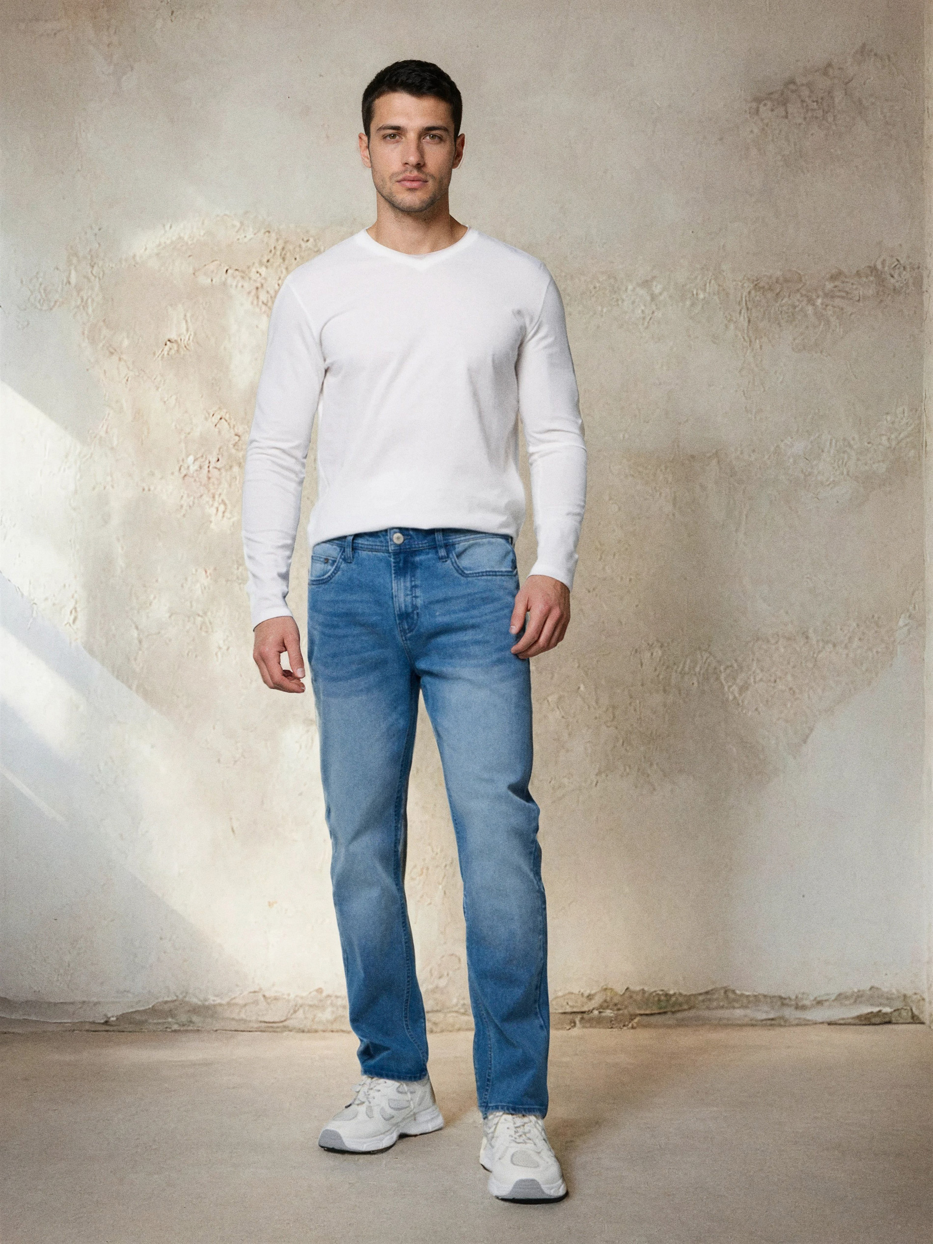 Jeansy regular fit z efektem sprania