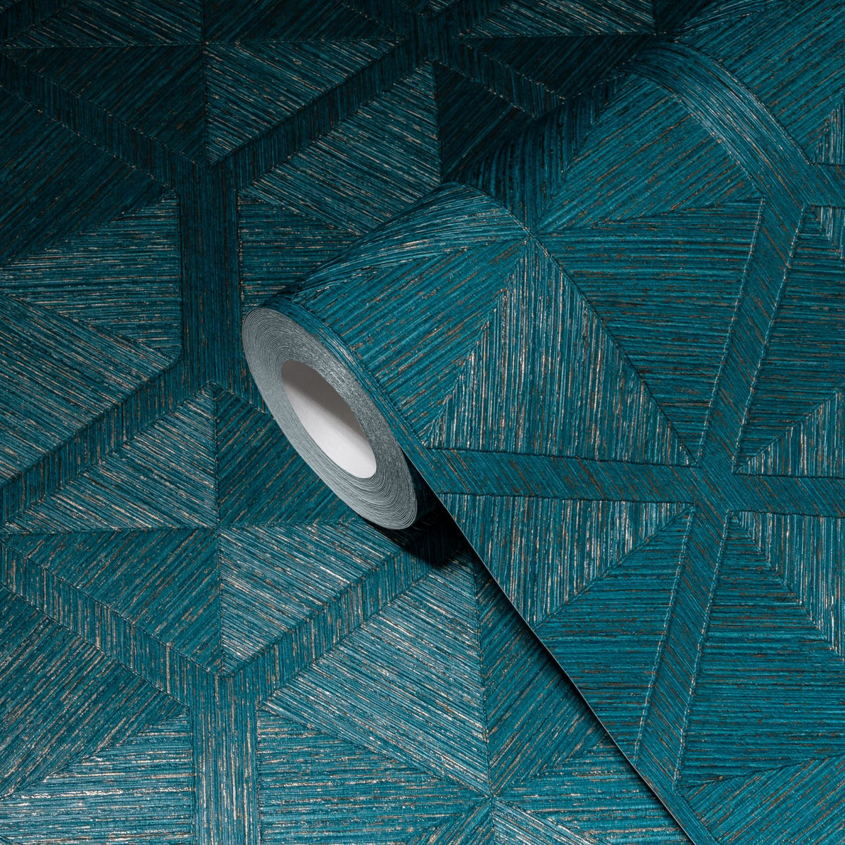 Livingwalls behang geometrische vormen turquoise, roest bruin en goud - 53 cm x 10.05 m - AS-386901