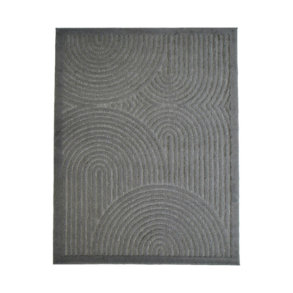 NEW - Tapis intérieur/extérieur motif art déco relief gris 120x170