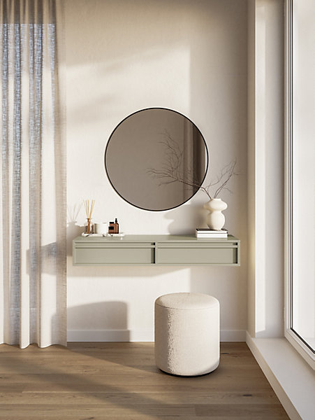 Coiffeuse 2 tiroirs suspendue grège 110 cm EVO