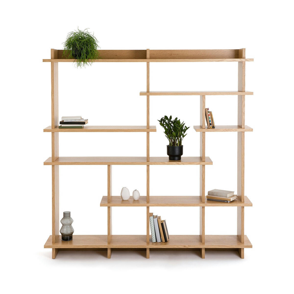 Grande étagère asymétrique plaqué chêne, Orga