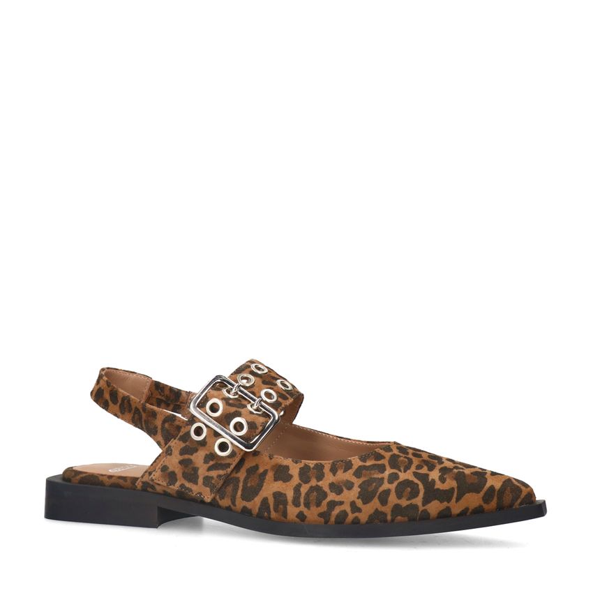 Manfield Leopard suède slingbacks