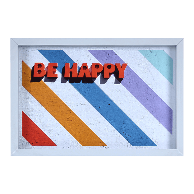 QUADRO 35 CM X 24 CM BE HAPPY