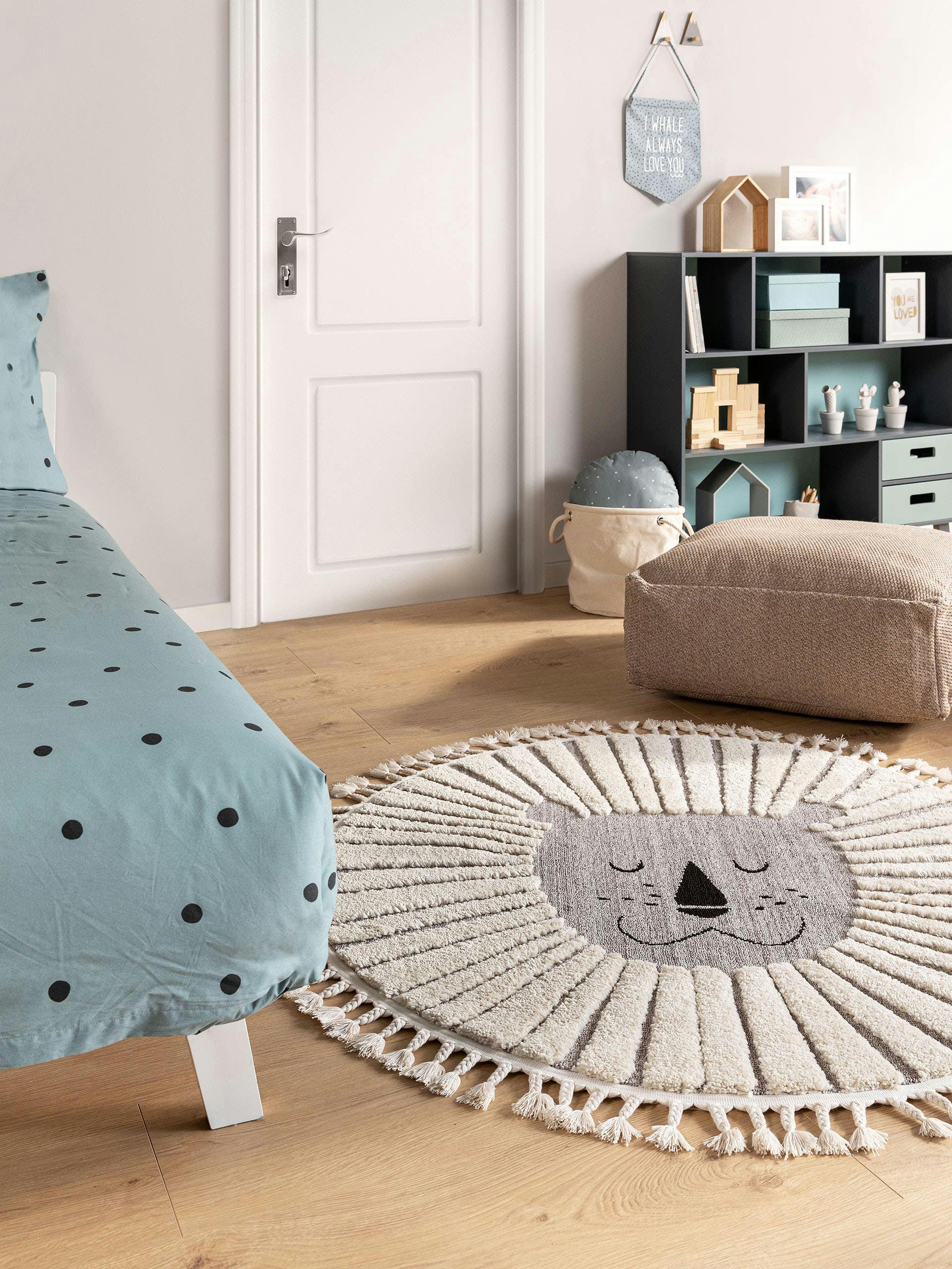 MOMO - Tapis enfant gris D 120 rond