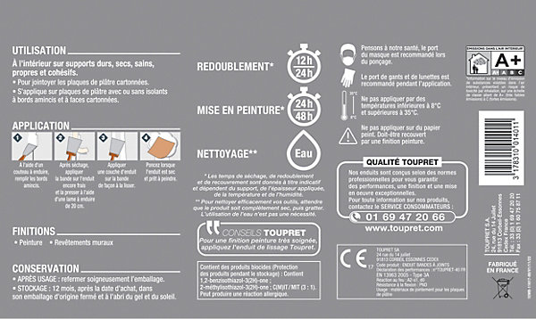 Enduit bande à joint prêt à l'emploi Toupret 25kg