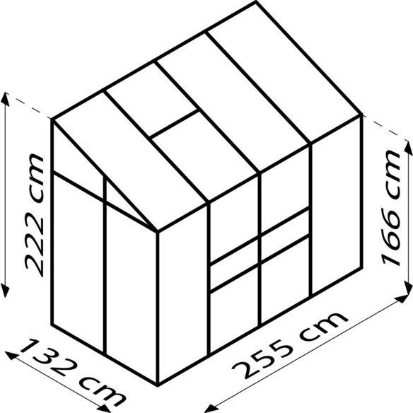 Anlehngewächshaus, BxHxL: 25,5 x 222 x 131,5 cm