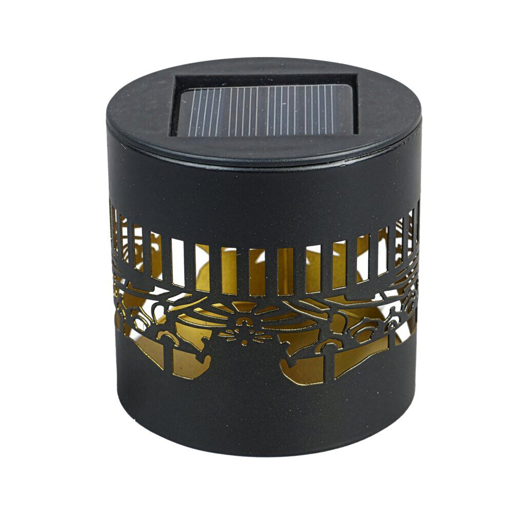 Lampe solaire photophore noir et doré Ø8,5xH8,5cm