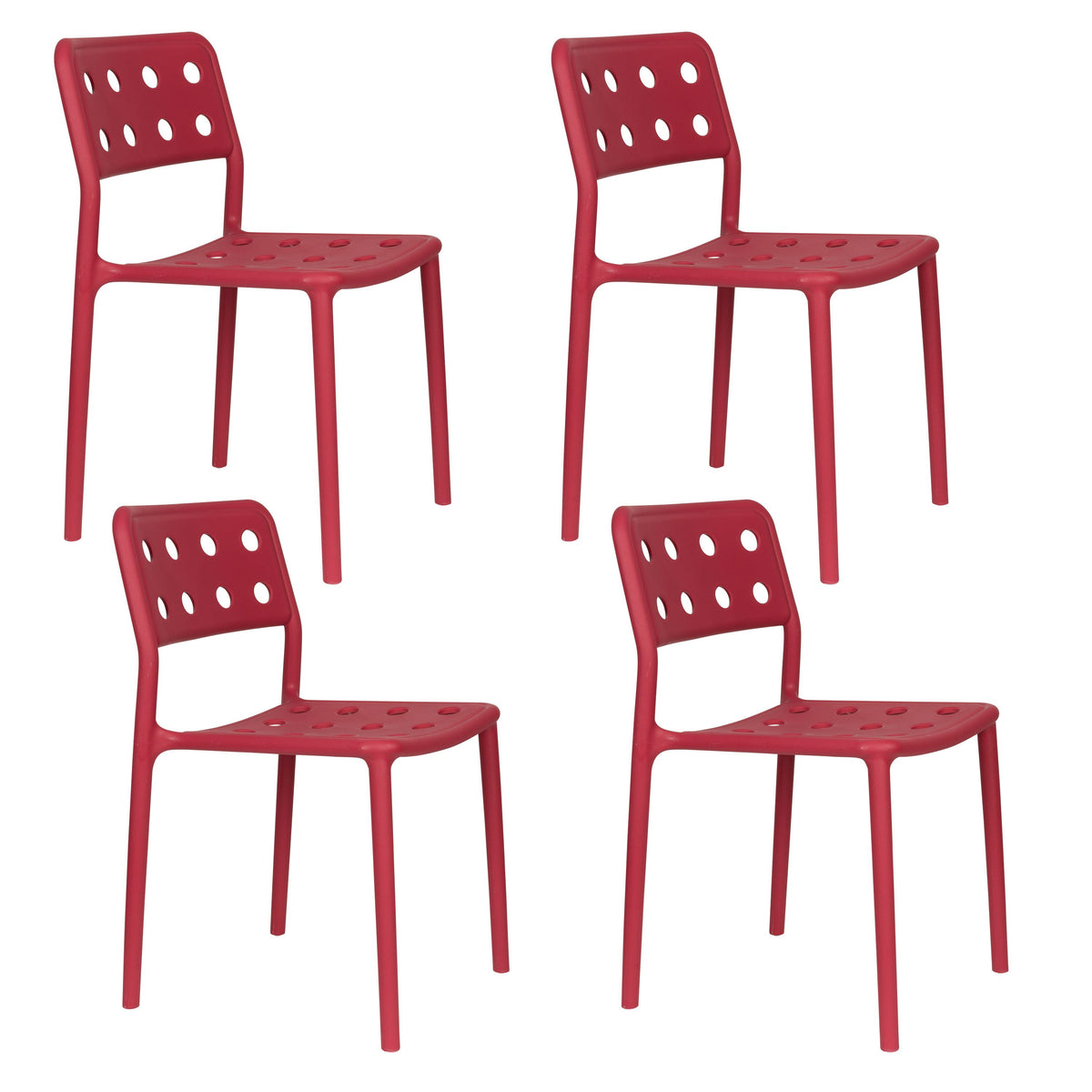 Housecraft Living Serra Tuinstoel/ Eetkamerstoel Kunststof Rood - Set van 4