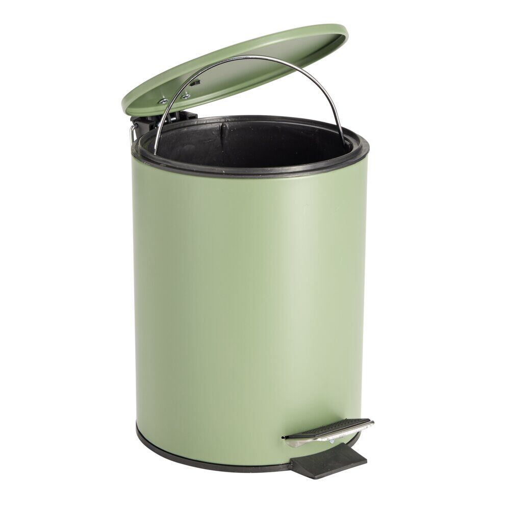 Poubelle salle de bain à pédale 3L vert sauge Ø17xH23,5cm