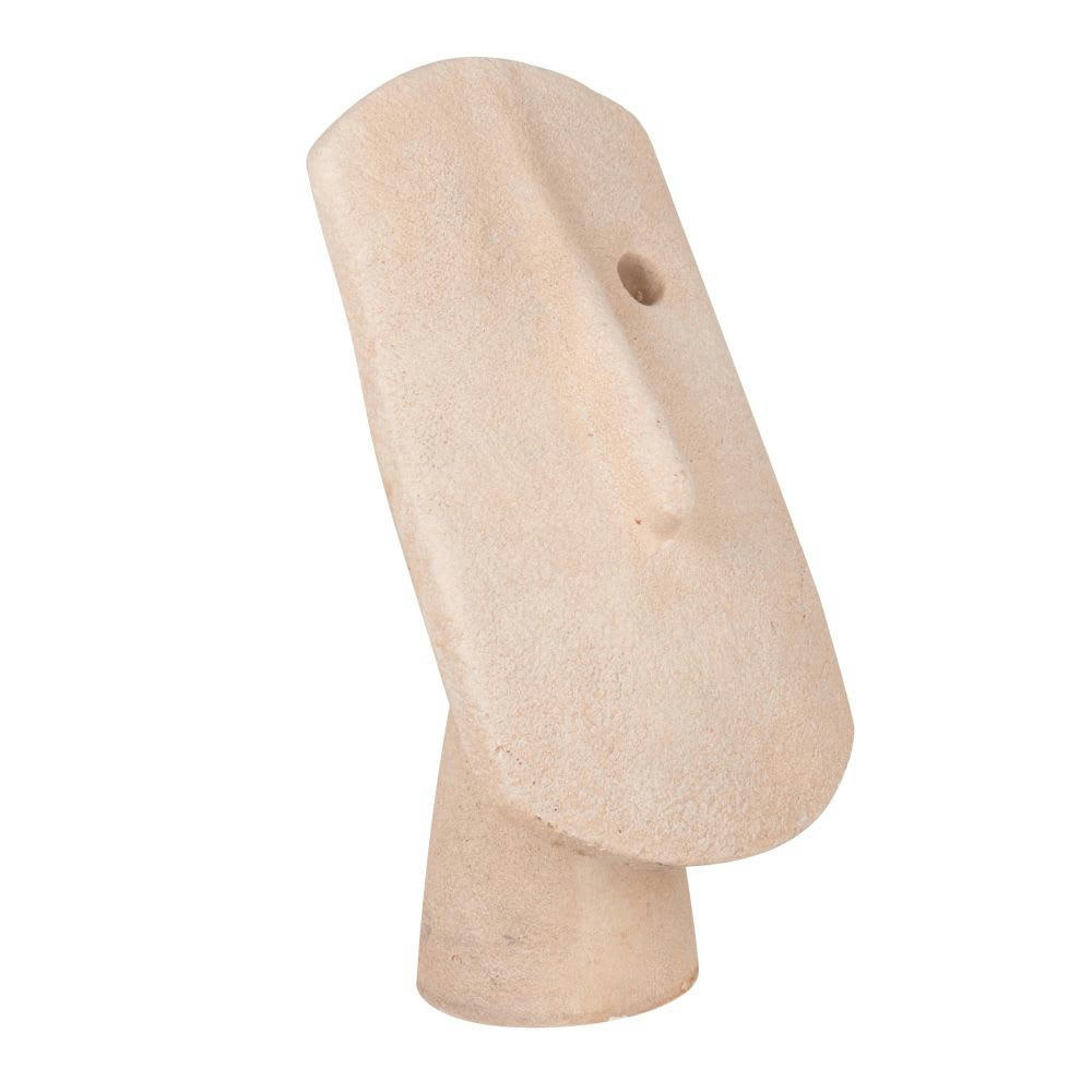 - Statuette visage en ciment beige H25