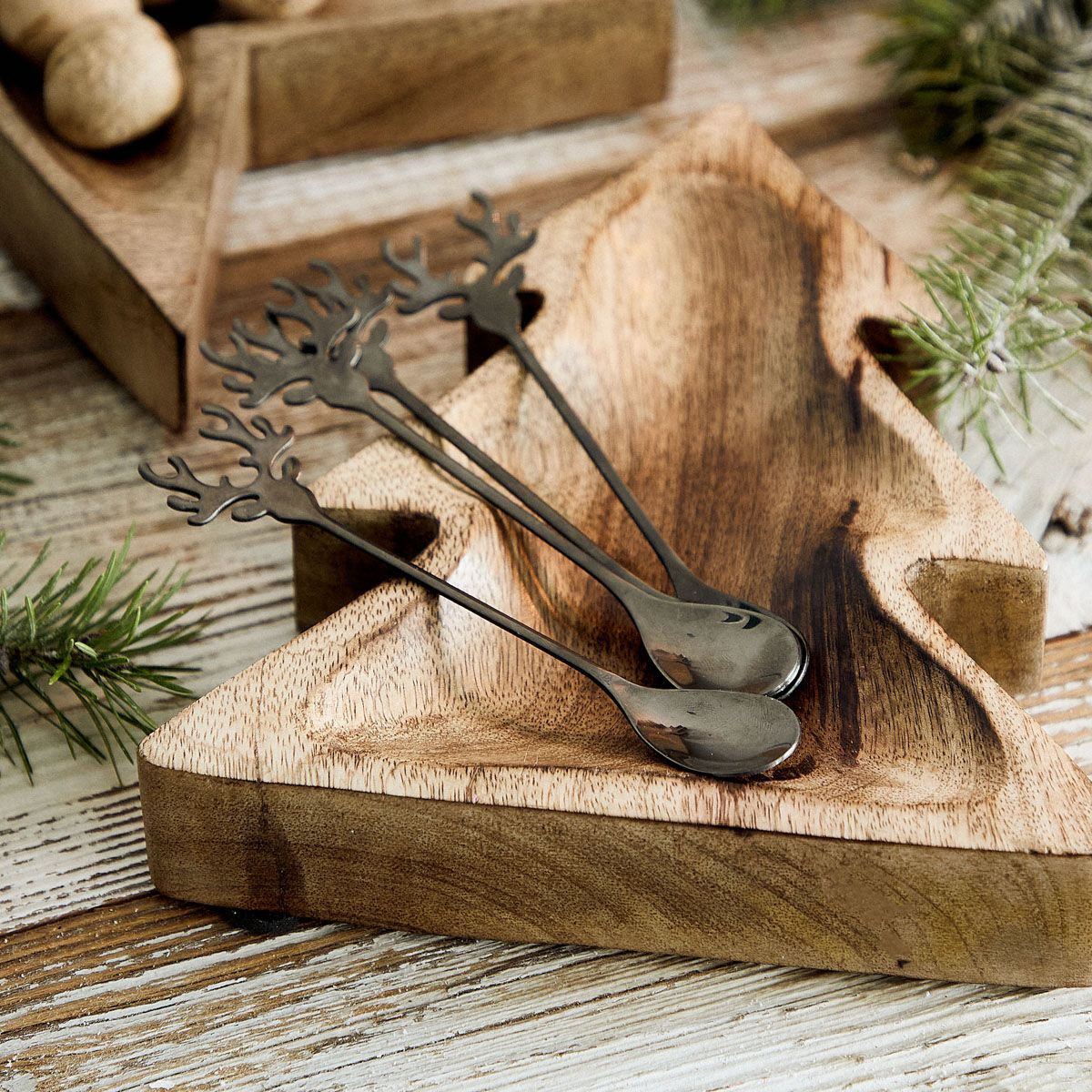 Zestaw REINDEER łyżeczek czarnych, 4 szt 13 cm