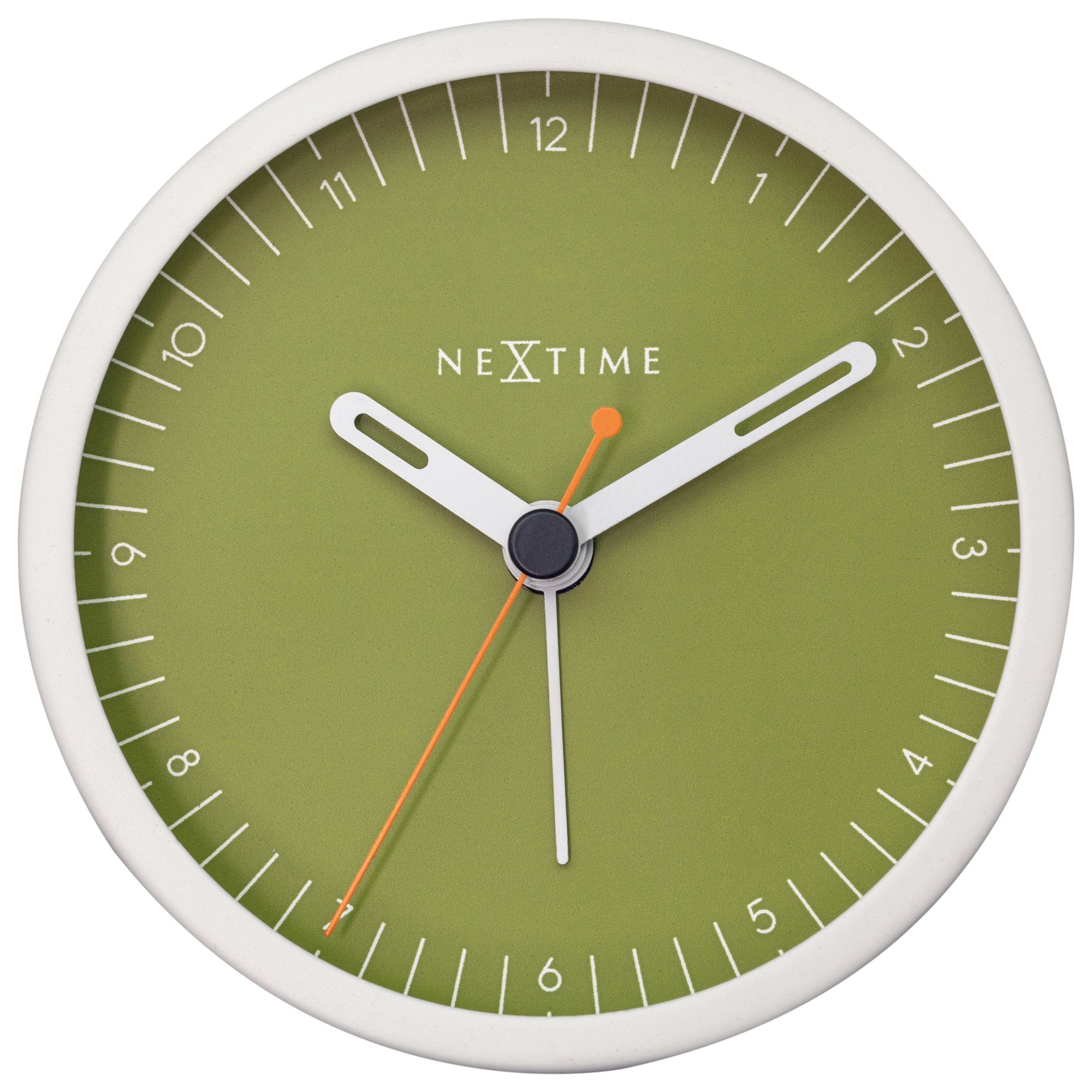 NeXtime - Tafel Wekker 9x9x7.5 cm - Stil - Wit Groen - Metaal -