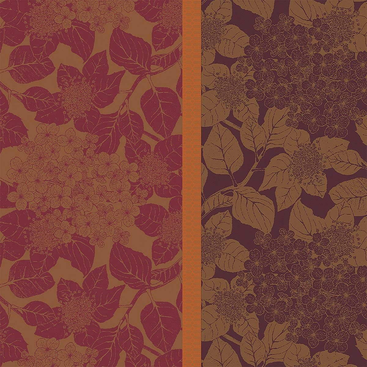 HORTENSIAS ROUILLE - Serviette  pur coton orange 54X54
