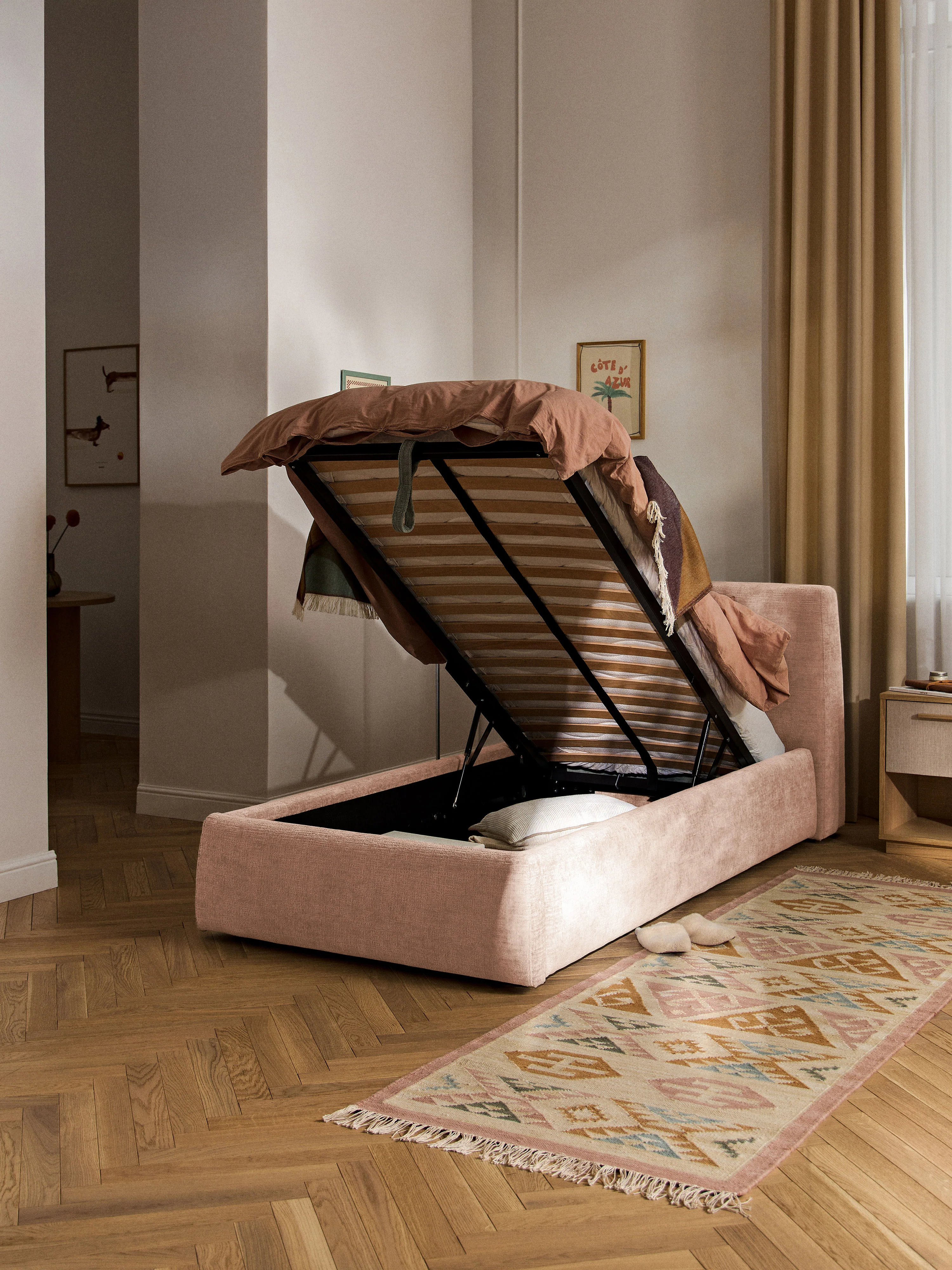 Polster-Einzelbett Cloud mit Stauraum
