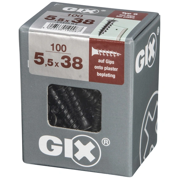 Gipsschraube, 5,5 mm, Stahl, 100 Stk., GIX G 5,5x38 L