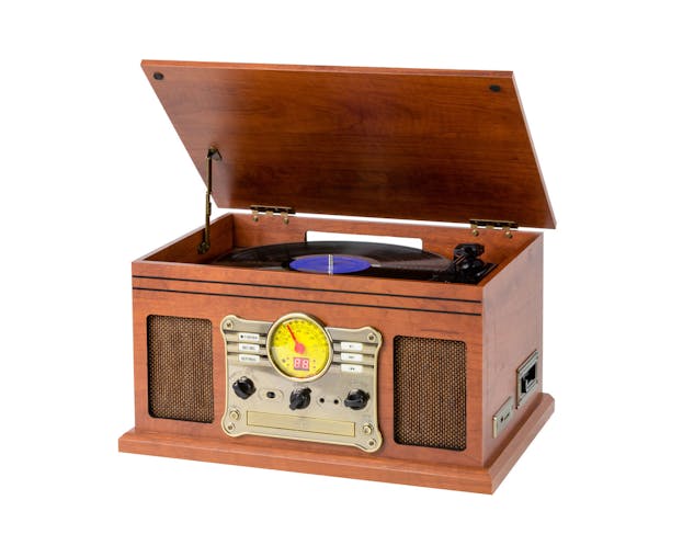 Vinyl, Turntable, Wireless Streaming CD Player in 1 Retro Music Centre