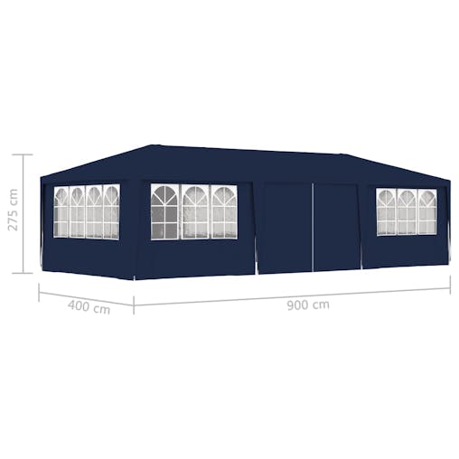 NNEVL Professional Party Tent with Side Walls 4x9 m Blue 90 g/m&sup2;