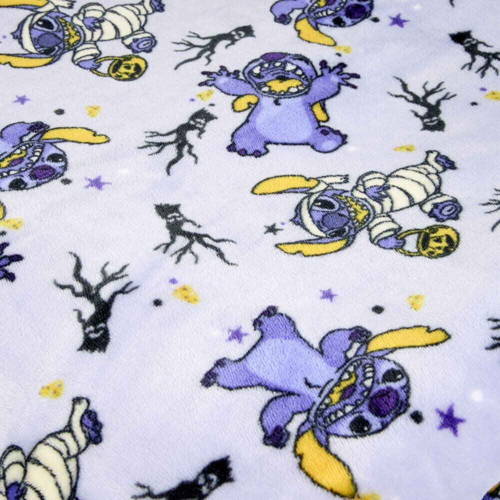 Plaid sherpa Halloween Disney Stitch polyester bleu 120x150cm