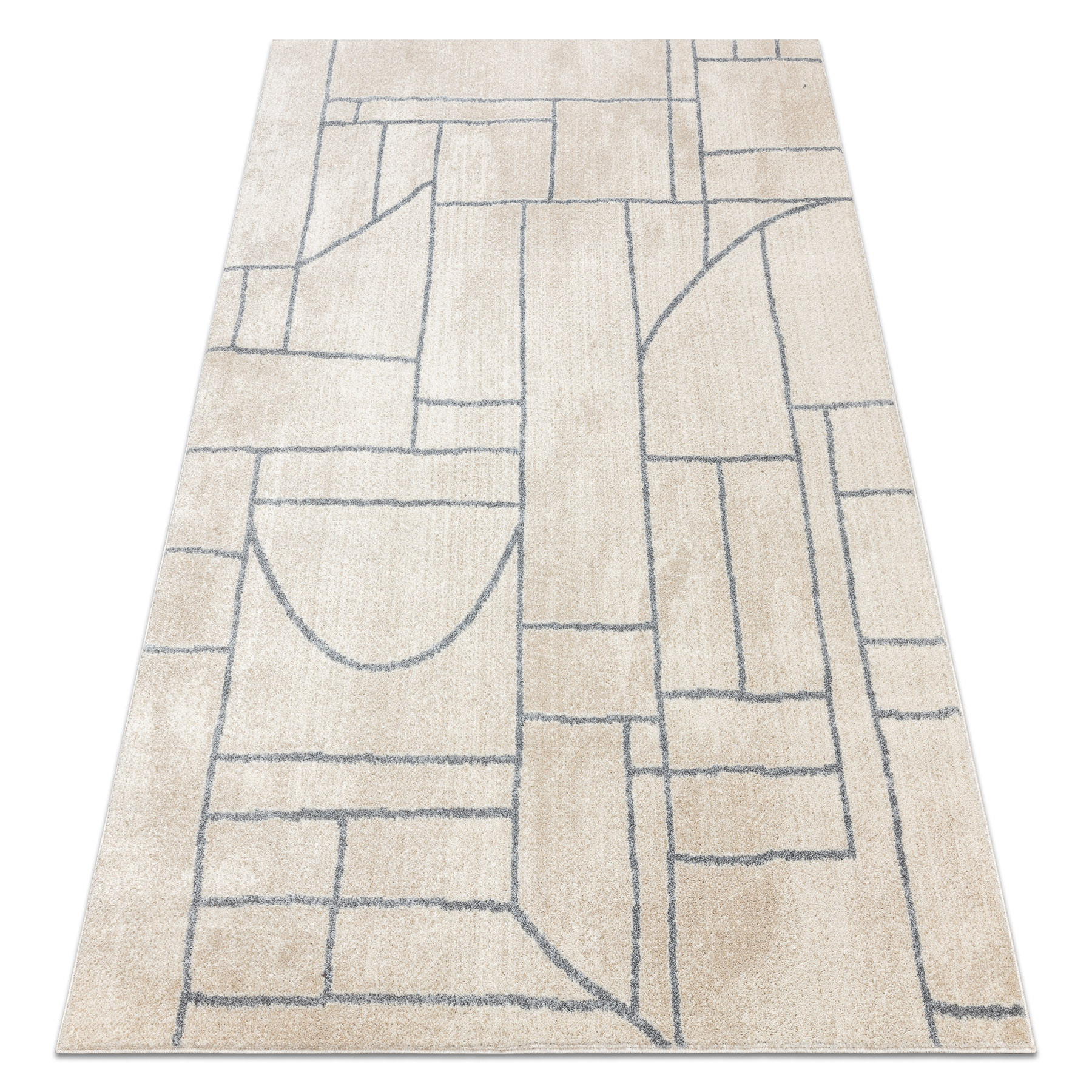 Dywan FUSION 0806 krem / jasny szary - Geometryczny, 80x150 cm