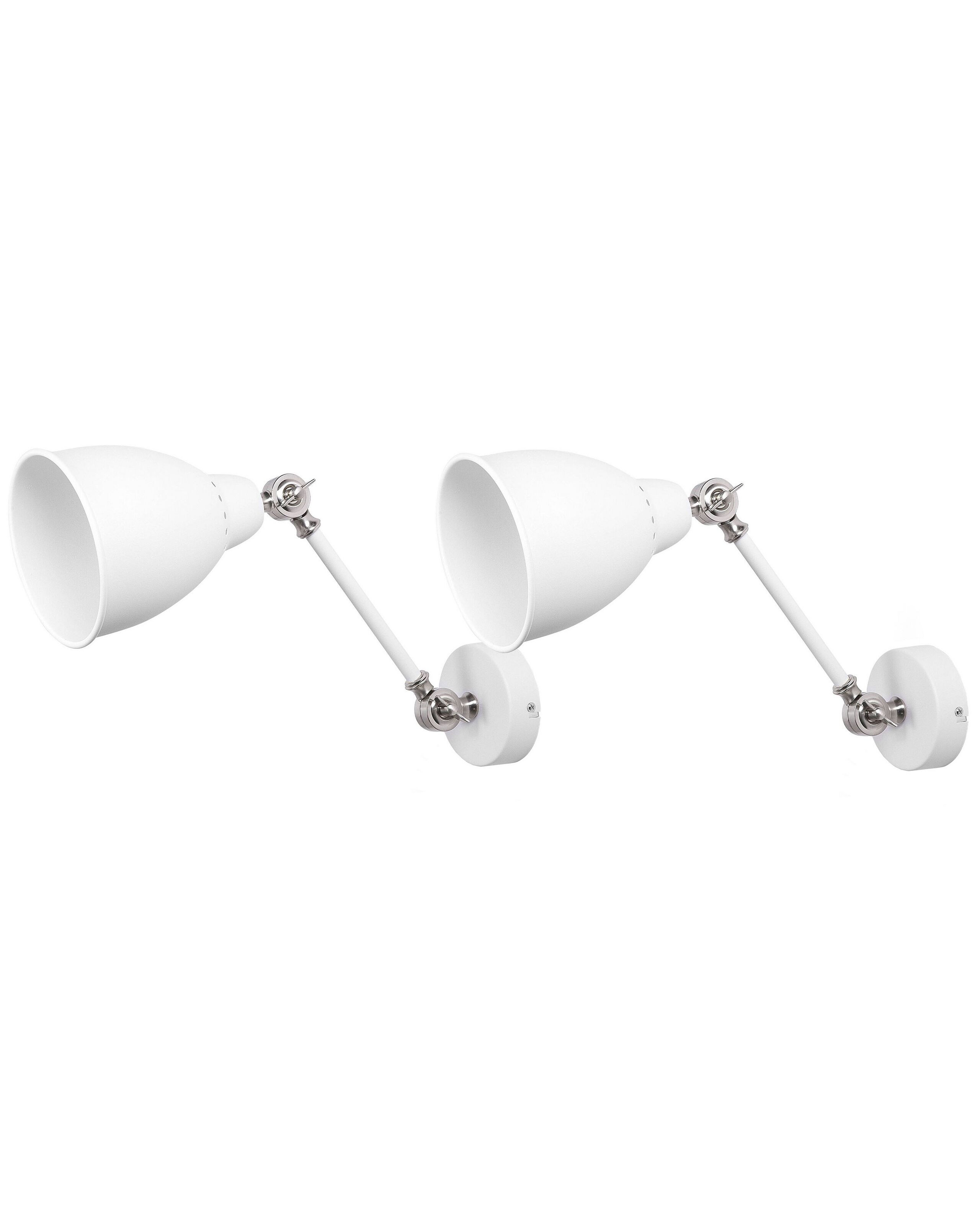 Zestaw 2 lampy ścienne metalowy biały