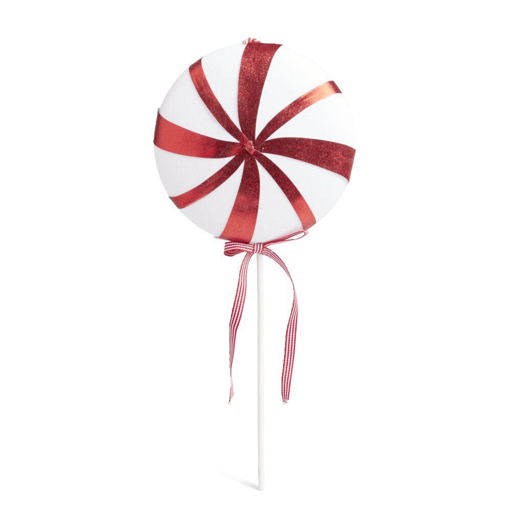 Décoration de No&euml;l XXL sucette rouge et blanche à paillette H45cm