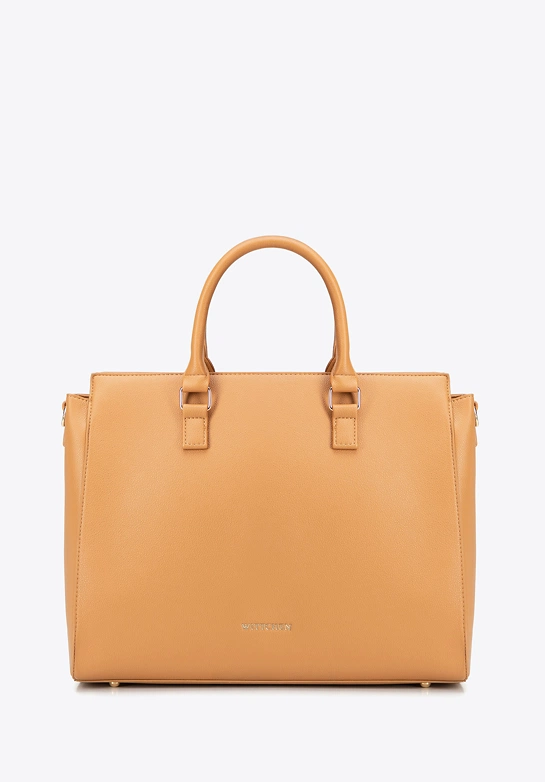 Damska torba na laptopa 17" z imitacji skóry jasny brąz