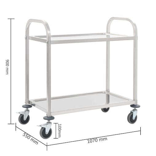 NNEVL 2-Tier Kitchen Trolley 96.5x55x90 cm Stainless Steel